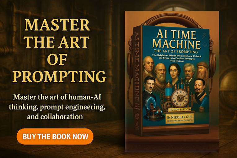 Cover: AI Time Machine - The Art of Prompting by Nikolay Gul